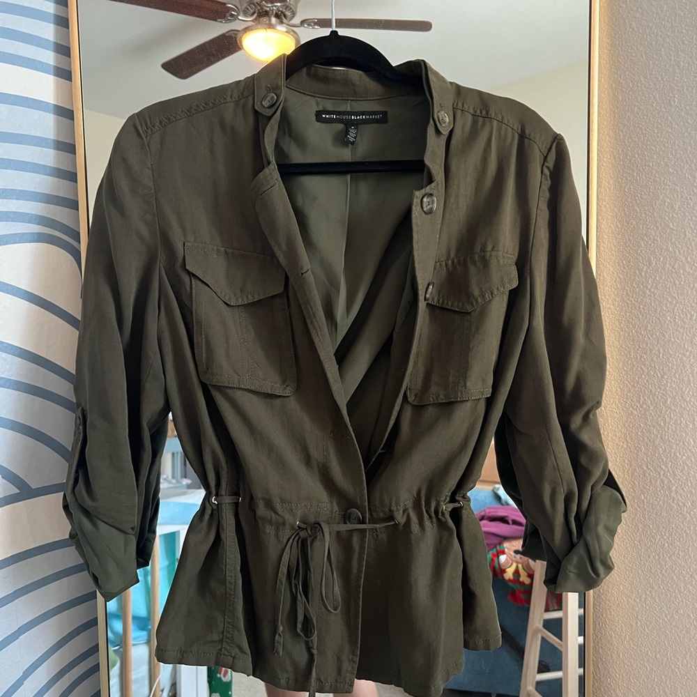 Green Army Style half Sleeve Cuffed Shirt